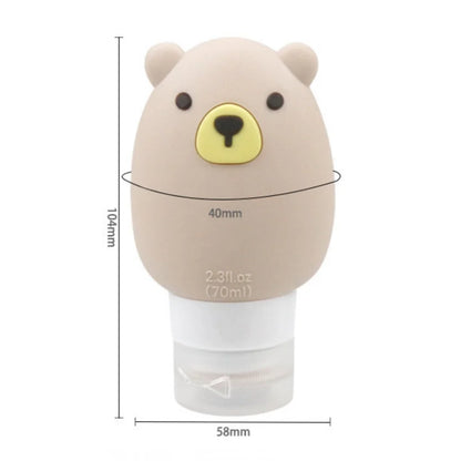 70ml Silicone Lotion Dispenser Bottle Cartoon Bear Portable Travel Empty Pump Bottle Shampoo Facial Skin Care Refillable Bottles