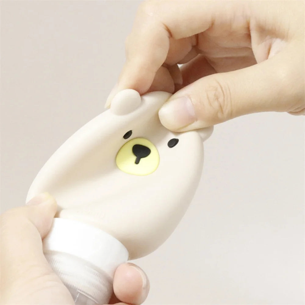 70ml Silicone Lotion Dispenser Bottle Cartoon Bear Portable Travel Empty Pump Bottle Shampoo Facial Skin Care Refillable Bottles