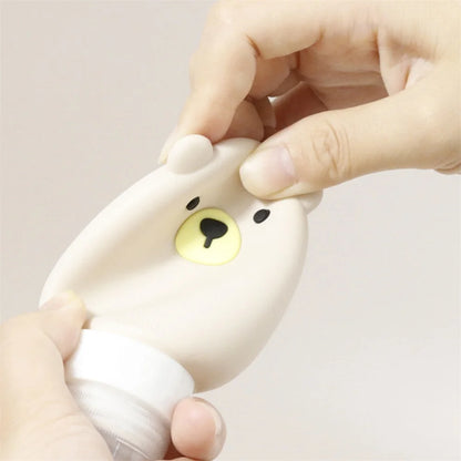 70ml Silicone Lotion Dispenser Bottle Cartoon Bear Portable Travel Empty Pump Bottle Shampoo Facial Skin Care Refillable Bottles