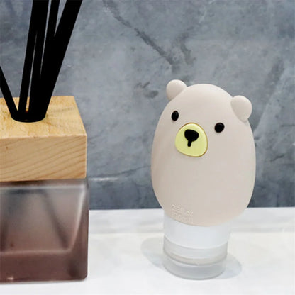 70ml Silicone Lotion Dispenser Bottle Cartoon Bear Portable Travel Empty Pump Bottle Shampoo Facial Skin Care Refillable Bottles