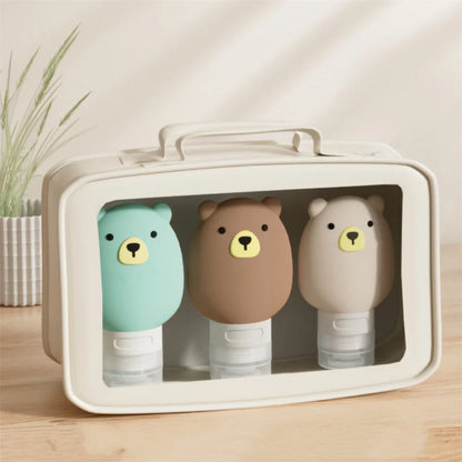 70ml Silicone Lotion Dispenser Bottle Cartoon Bear Portable Travel Empty Pump Bottle Shampoo Facial Skin Care Refillable Bottles