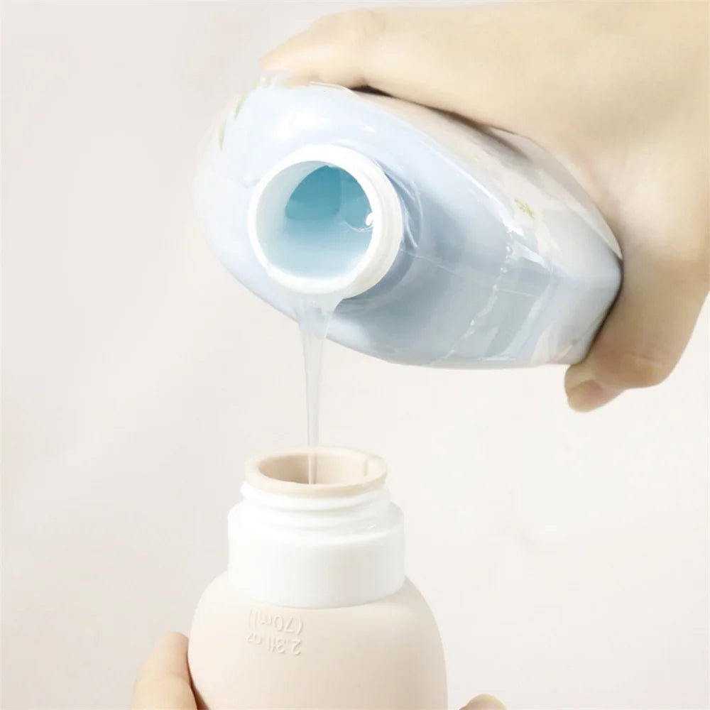 70ml Silicone Lotion Dispenser Bottle Cartoon Bear Portable Travel Empty Pump Bottle Shampoo Facial Skin Care Refillable Bottles